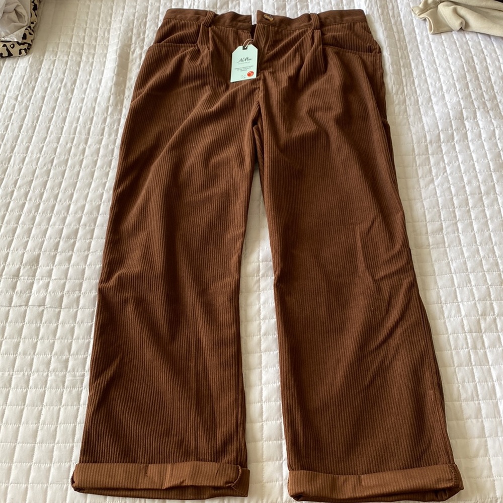 Corduroy Pants - Women Elastic High Waisted Pants Loose - LARGE (L)